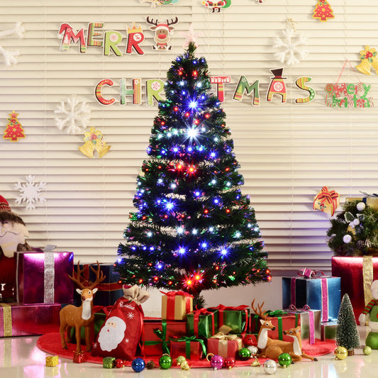 5ft 150cm Green Fibre Optic Artificial Christmas Tree - Multicolour