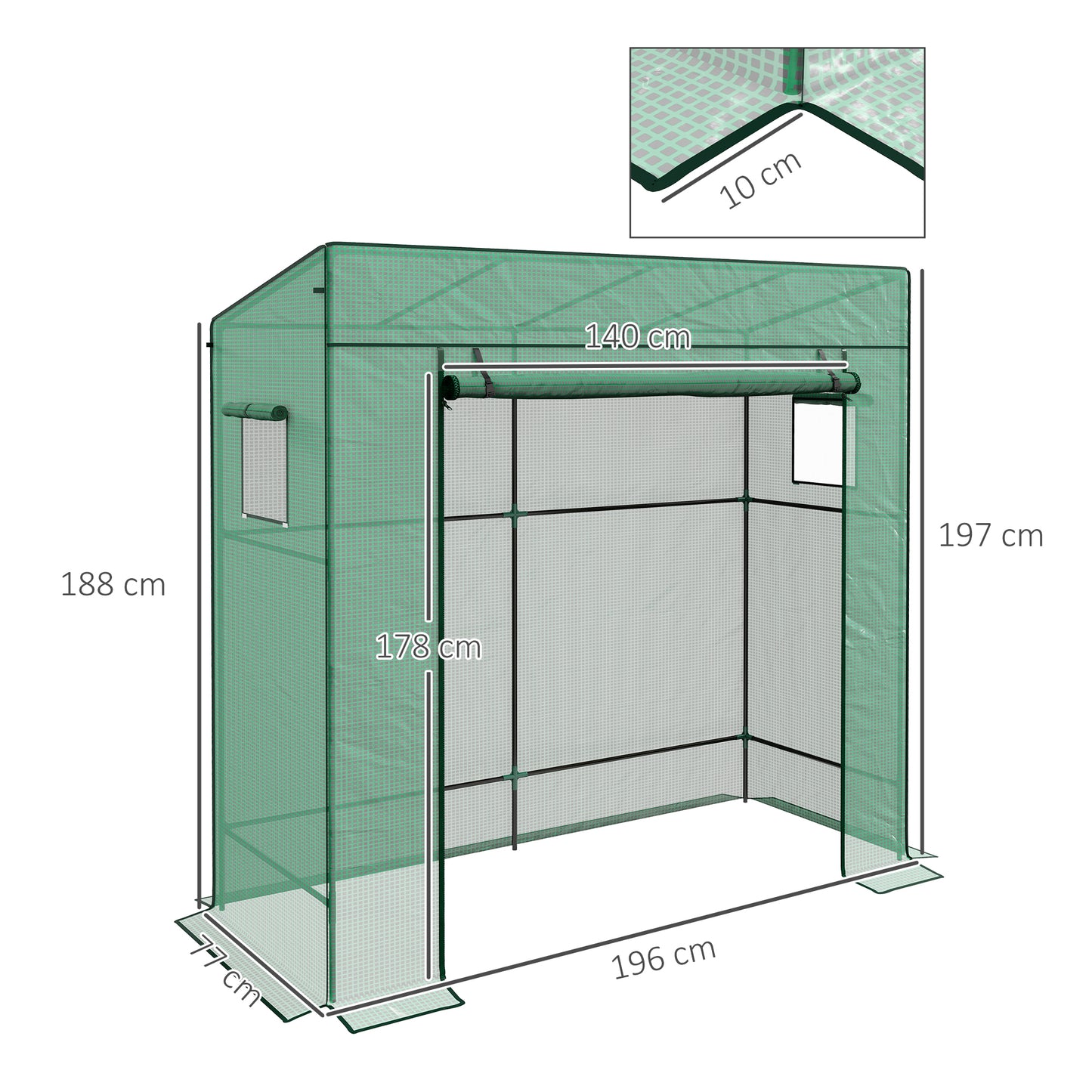 Outsunny PE Cover Walk-in Outdoor Greenhouse, Green