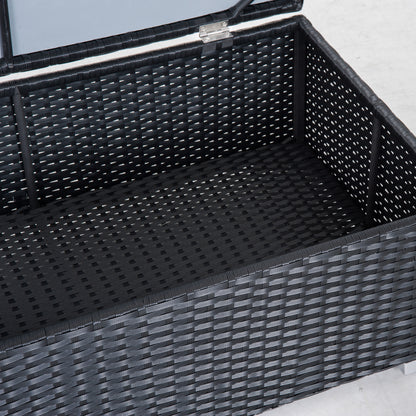 Outsunny 4-Seater Rattan Garden Corner Sofa Set Wicker Weave Furniture With Cushion Black