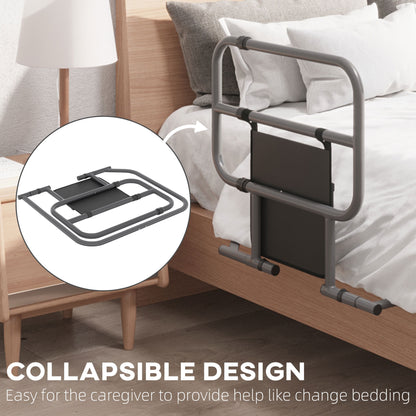 Folding Bed Safety Assist Rail With Storage Pocket - Black