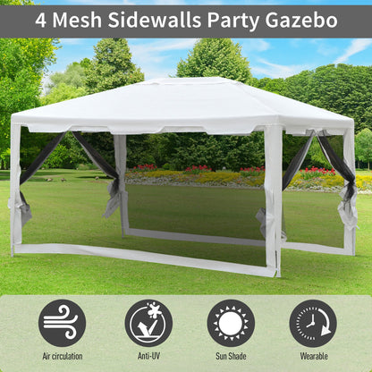 Outsunny 4x3 m Waterproof Gazebo W/Mesh Sides-White/Black