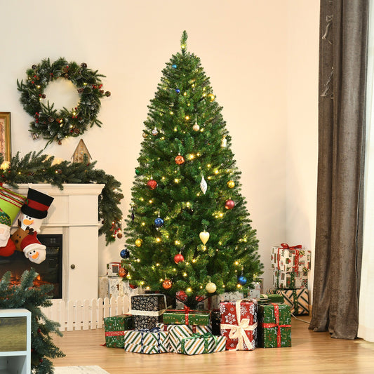 6ft Prelit Christmas Tree Artificial Tree Warm White LED Light Holiday Home Decoration, Green