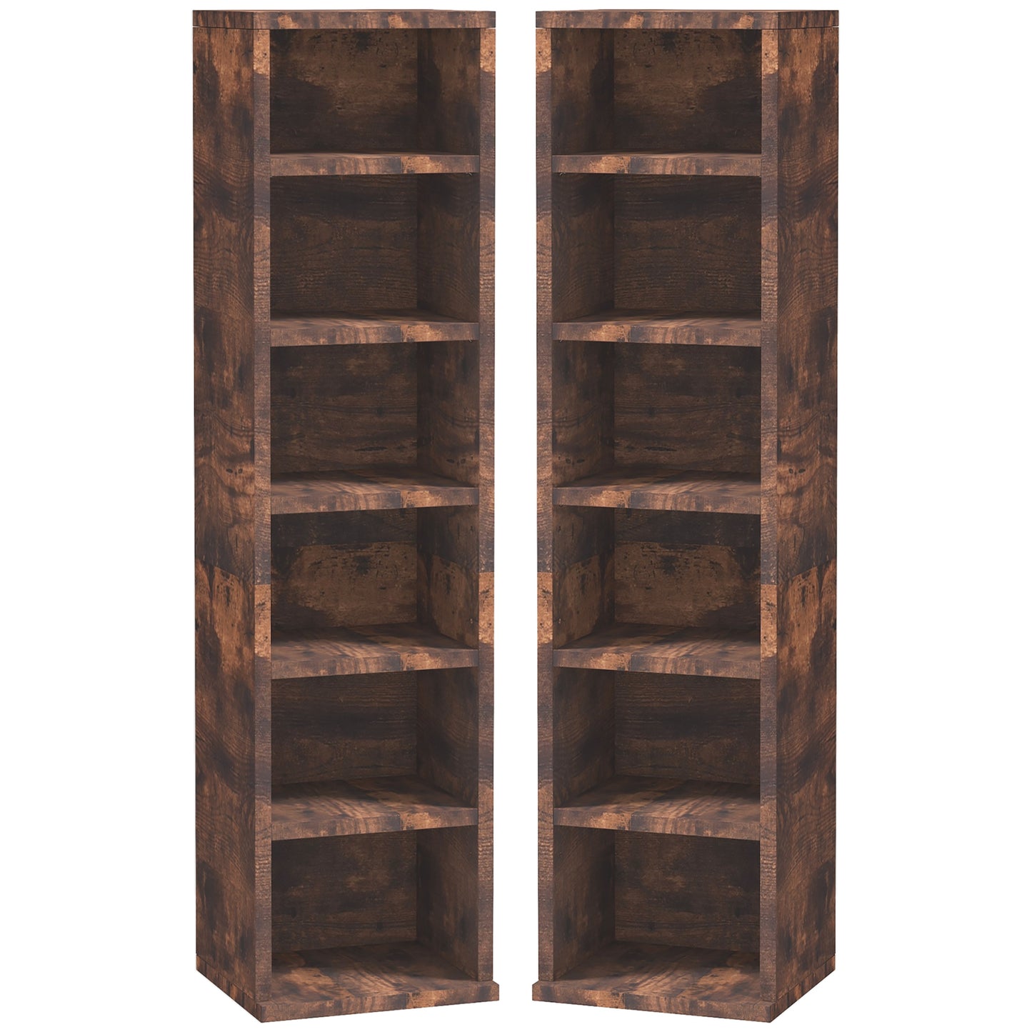 CD Media Display Shelf Unit Tower Rack with Adjustable Shelves, Set of 2