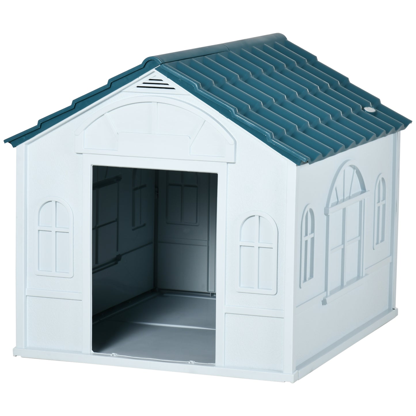 PawHut Plastic Outdoor Weatherproof Dog Pet House, Blue