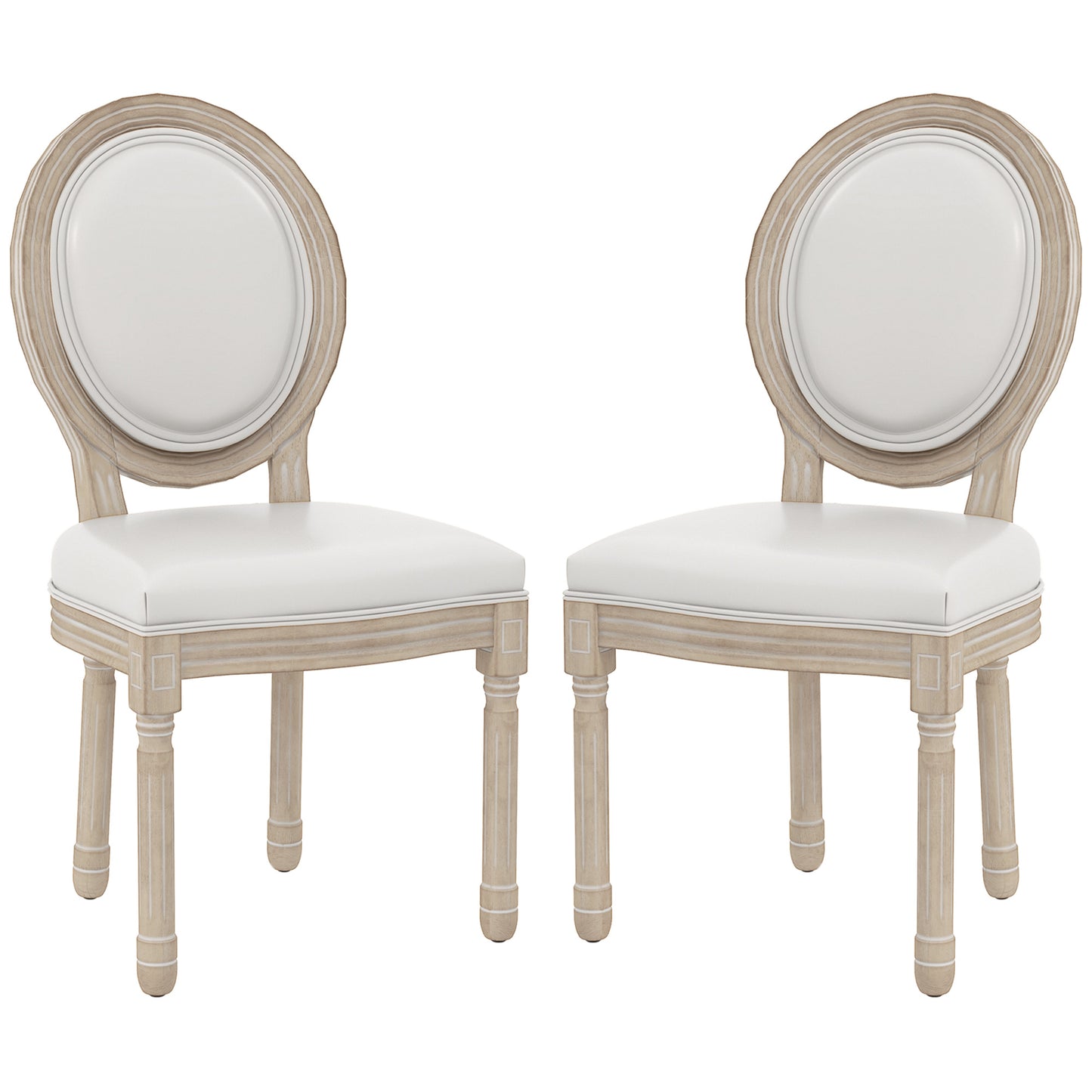 Dining Chairs Set of 2, French Vintage Style Kitchen Chairs with PU Leather Upholstery and Wooden Legs for Dining Room