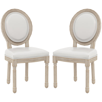 Dining Chairs Set of 2, French Vintage Style Kitchen Chairs with PU Leather Upholstery and Wooden Legs for Dining Room