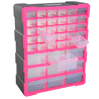 DURHAND 39 Drawer Storage Cabinets, 38Lx16Dx47.5H cm, Plastic-Rose Red