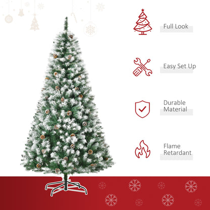 6FT Artificial Christmas Tree With Pine Cones, Holiday Home Decoration Automatic Open, Green