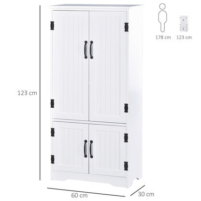 Accent Floor Storage Cabinet Kitchen Pantry with Adjustable Shelves and 2 Lower Doors, White