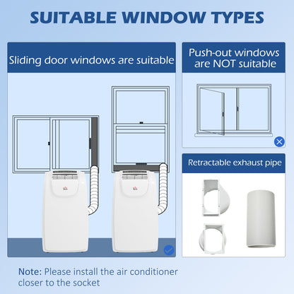 Mobile Air Conditioner for Room up to 28m², with Dehumidifier, Quiet Mode, 24H Timer, Wheels, Child Lock 12,000 BTU