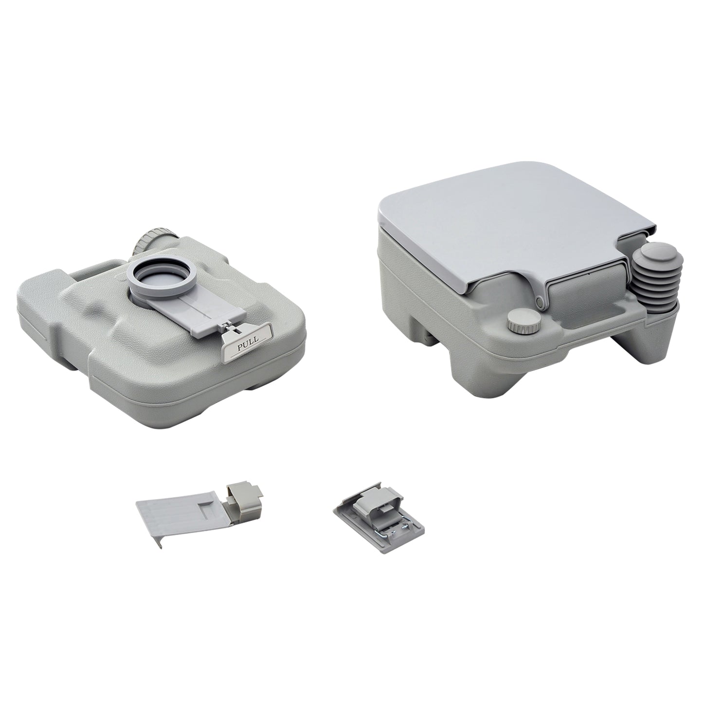 Portable Travel Toilet Outdoor Camping Picnic with 2 Detachable Tanks & Push-button Operation, Grey 10L
