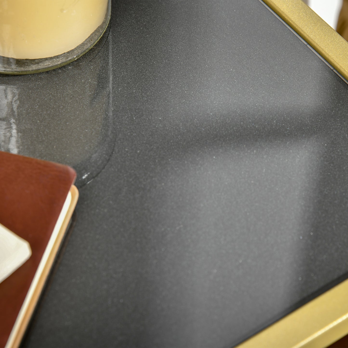 Industrial Console Table, Tempered Glass Top Sofa Table with Steel Frame Adjustable Feet for Living Room, Hallway, Black