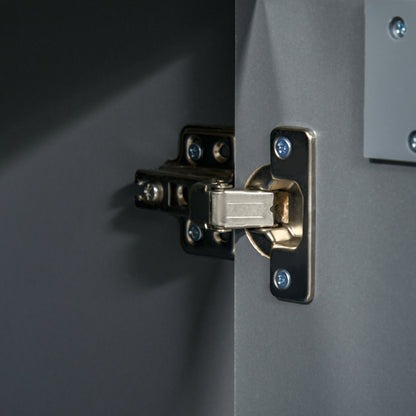 High Gloss Computer Desk with Drawers, Modern Writing Workstation with Storage Cabinet, PC Study Table for Home, Office, Study, Grey