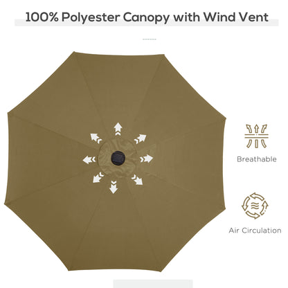 Outsunny 24 LED Solar Powered Parasol Umbrella-Brown