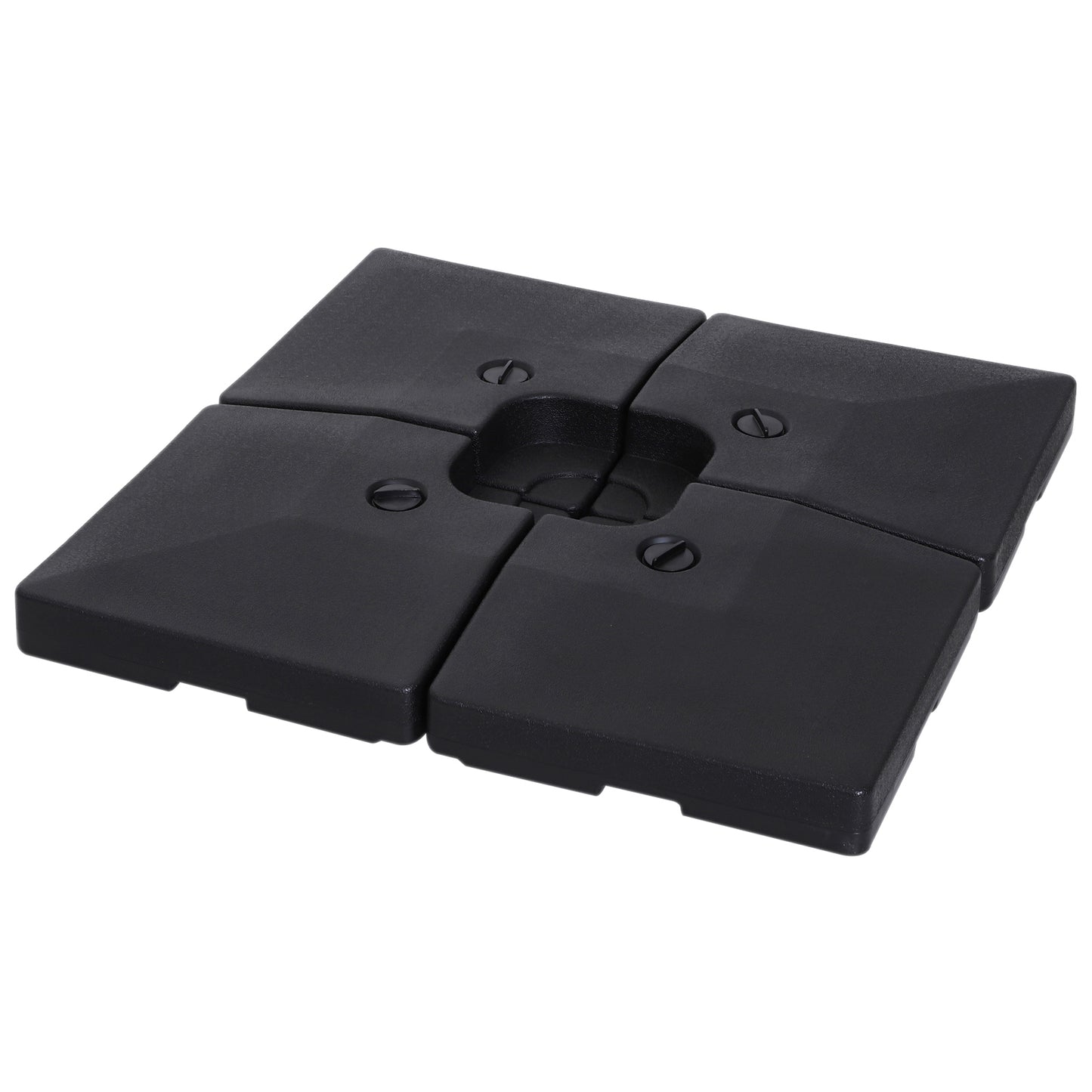 Outsunny 4 Pieces Portable Sand or Water Fillable Parasol Base Cross Stand Weights Square Holder Cantilever Garden (Pole&Cross Stand NOT INCLUDED)