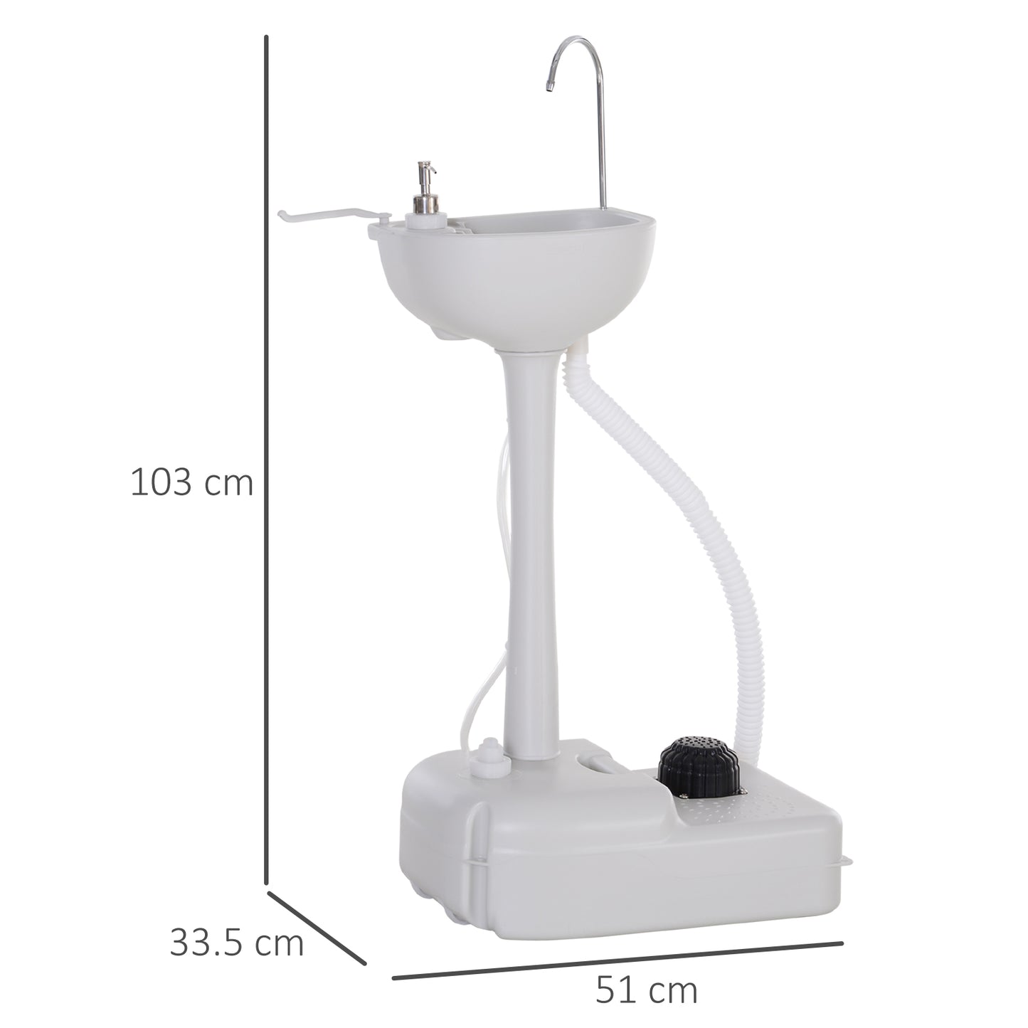 Outsunny HDPE Outdoor Camping Soap Dispending Sink With Towel Holder White