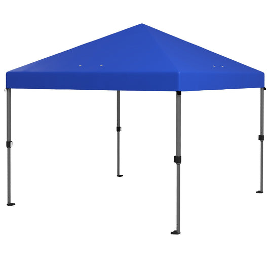 Outsunny 3 x 3(m) Pop Up Gazebo 1 Person Easy Up Marquee Party Tent With 1 Button Push Adjustable Straight Legs, Instant Shelter - Blue