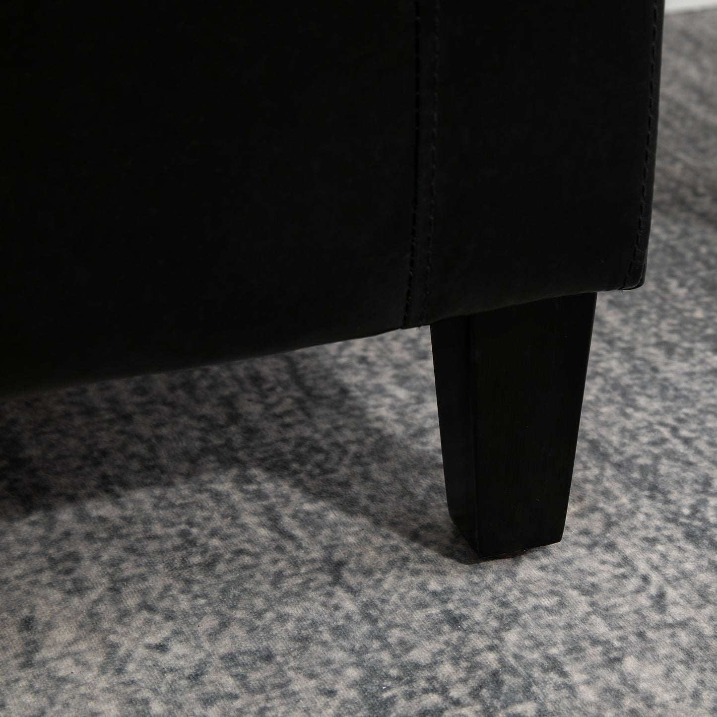 PU Leather Storage Ottoman Bench Storage Chest Tufted Ottoman Cube w/ Flipping Top 92L x 40W x 40H cm Black