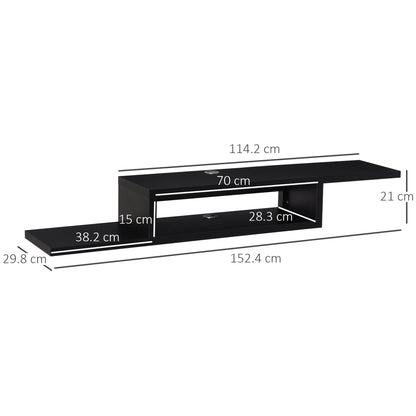 Wall Mounted Media Console, Floating TV Stand Component Shelf, Entertainment Center Unit, Black