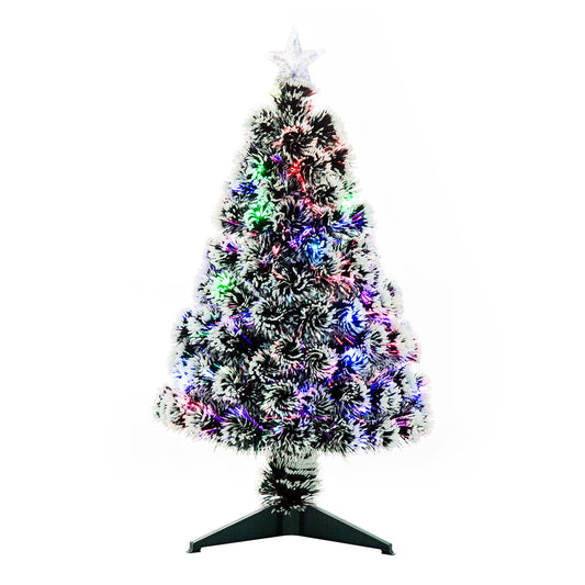 3ft 90cm Green/White Artificial Christmas Tree With Prelit LED