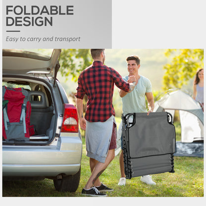 Folding Sun Lounge With 5-level Reclining Back Outdoor Tanning Chair With Reading Hole, Lounger With Side Pocket, Headrest - Grey