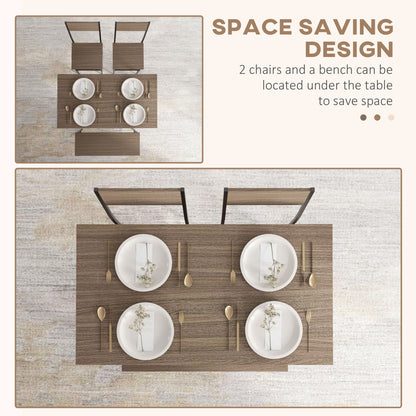 Retro Style Four Piece Dining Set With Table 2 Chairs And Bench