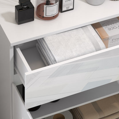 Kleankin Freestanding Bathroom Cabinet, High Gloss Storage Cabinet with Doors and Adjustable Shelf, 60 x 30 x 80 cm, White