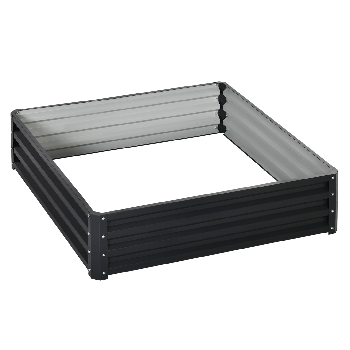 Outsunny Raised Garden Bed Box with Weatherized Steel Frame for Vegetables, Flowers, & Herbs, 120 x 120 x 30cm, Grey