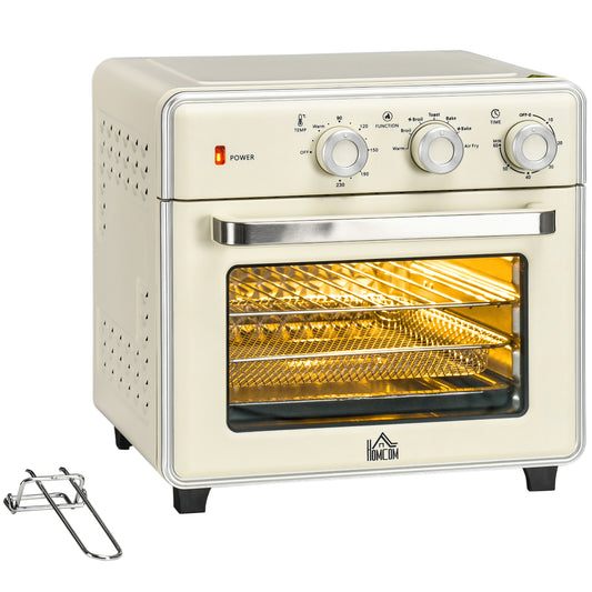 Retro Style 7-in-1 Toaster Oven, 20L 4-Slice Convection Oven with Warm, Broil, Toast, Bake, Air Fryer, 60min Timer and Adjustable Thermostat