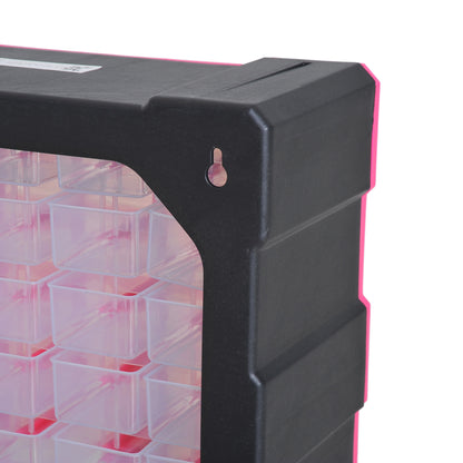 DURHAND 39 Drawer Storage Cabinets, 38Lx16Dx47.5H cm, Plastic-Rose Red