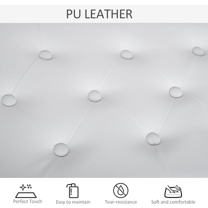 PU Leather Upholstered Piano Stool Makeup Stool Bench Dressing Table Seat with Storage 76x36x50cm, White