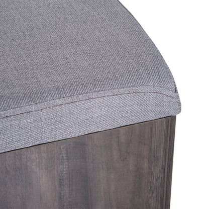 5 Piece Dining Set Garden Patio Wooden Set 4 Storage Stools Footrest Ottoman with Cushions + 1 Table Space Saving Design Indoor Outdoor