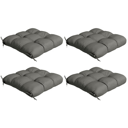 Outsunny 4-Piece Seat Cushion Pillows Replacement, Patio Chair Cushions Set with Ties for Indoor Outdoor, Charcoal Grey