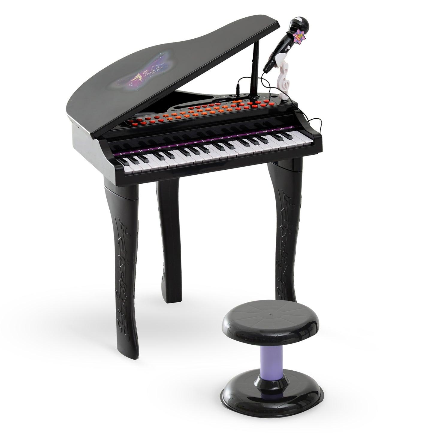 Mini Electronic Piano With Stool Black