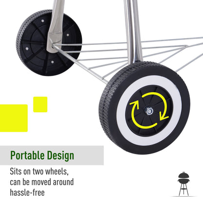 Outsunny BBQ Grill Charcoal Grill Portable Charcoal BBQ Round Kettle Grill Outdoor Heat Control Party Patio Barbecue