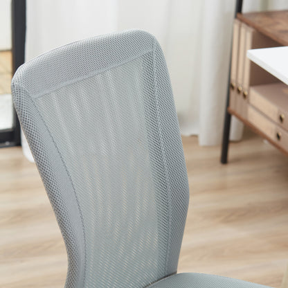 Armless Mesh Office Chair | 360° Swivel | Adjustable Height 46-56cm | Curved Mesh Back | Thick Sponge Seat | 120kg | Compact Space Saving | Grey