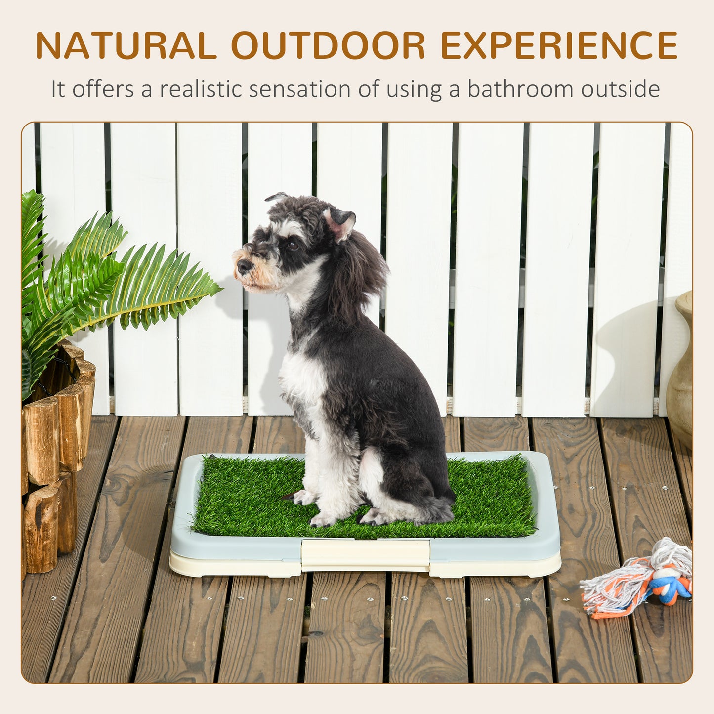 Indoor Puppy Training Toilet | 3-Layer Design | Artificial Grass Pad | Grid Panel & Tray | Anti-Slip Pads | Portable | Suits Dogs Up to 25cm Body Length | 46.5x34x5.5cm | Green