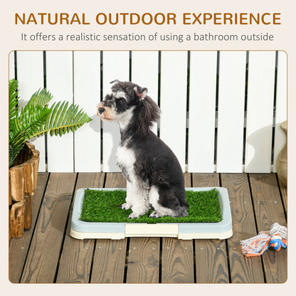Indoor Puppy Training Toilet | 3-Layer Design | Artificial Grass Pad | Grid Panel & Tray | Anti-Slip Pads | Portable | Suits Dogs Up to 25cm Body Length | 46.5x34x5.5cm | Green