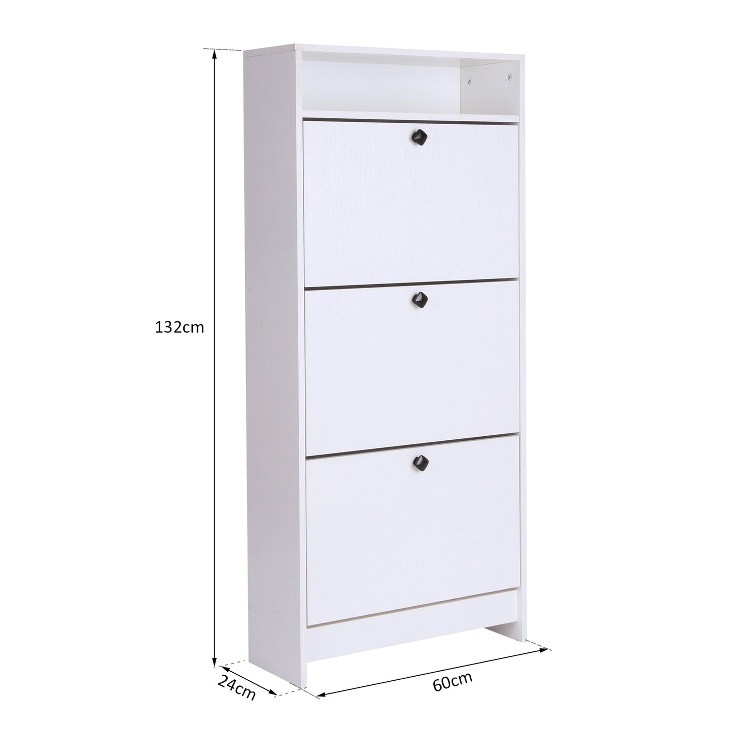 Shoe Storage Cabinet Cupboard Organiser Rack With 3 Drawers, Chipboard-White