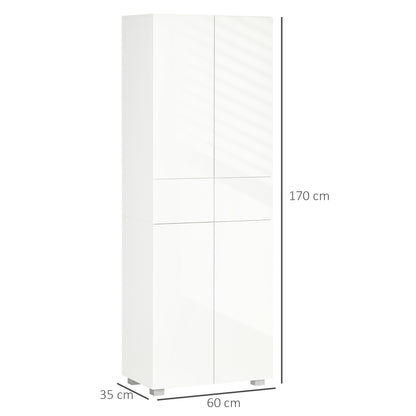 4-Door Kitchen Cupboard, Freestanding 5-Tier Storage Cabinet with 3 Adjustable Shelves, 2 Drawers for Living Room, Dining Room