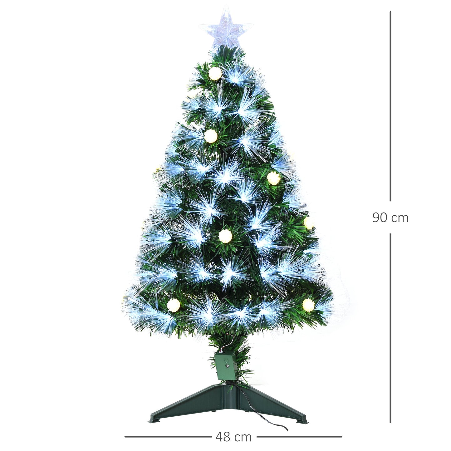 3ft White Pre Lit Christmas Tree With 90 LEDs Star Topper Tri-Base Full Bodied Pre-Lit For Home