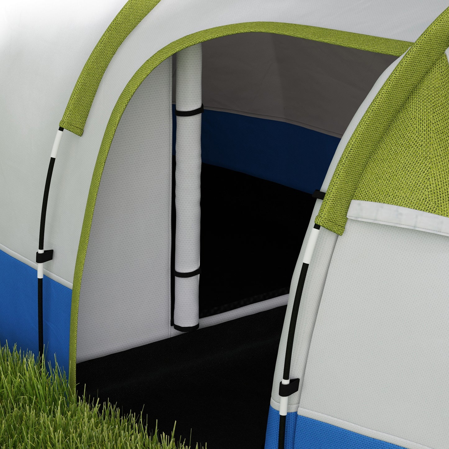 Outsunny Camping Tent, Large Tunnel Tent with Bedroom and Living Area, 2000mm Waterproof, Portable with Bag for 2-3 Man, Green