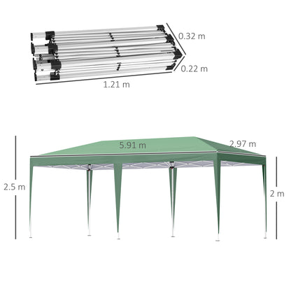 Outsunny Pop Up Gazebo, Double Roof Foldable Canopy Tent, Wedding Awning Canopy w/ Carrying Bag, 6 m x 3 m x 2.65 m, Green