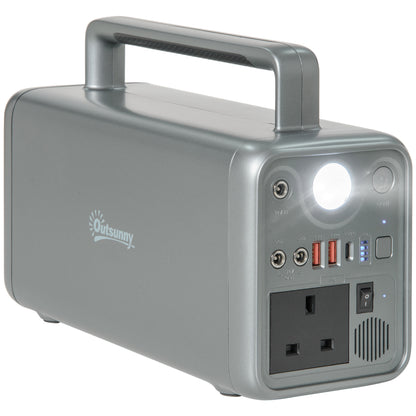 Outsunny Portable Power Station, 230.4Wh LiFePO4 Battery, Three Charging Modes Pure Sine-Wave Battery Backup with AC Outlets, AC/DC/USB/PD/Car Ports