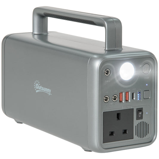Outsunny Portable Power Station, 230.4Wh LiFePO4 Battery, Three Charging Modes Pure Sine-Wave Battery Backup with AC Outlets, AC/DC/USB/PD/Car Ports