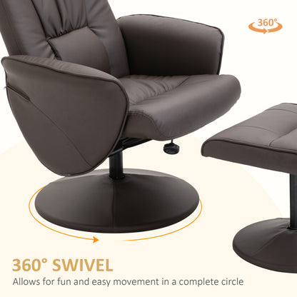 Luxury Executive Recliner Chair High Back and Footstool Armchair Lounge Seat Brown