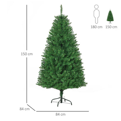 5ft Prelit Christmas Tree Artificial Tree Warm White LED Light Holiday Home Xmas Decoration, Green