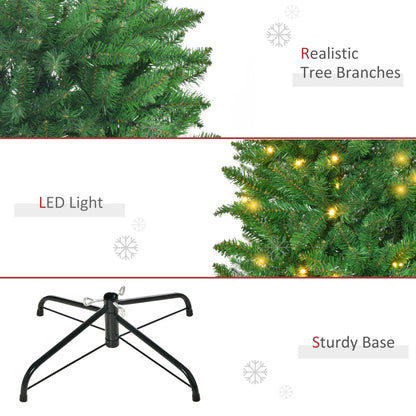 6ft Prelit Christmas Tree Artificial Tree Warm White LED Light Holiday Home Decoration, Green