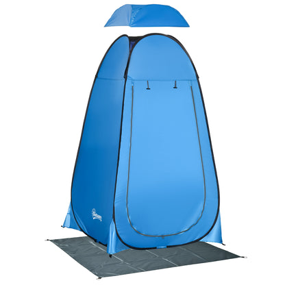 Outsunny Camping Shower Tent Pop Up Toilet Privacy for Outdoor Changing Dressing Bathing Storage Room Tents, Portable Carrying Bag for Hiking, Blue