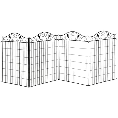 Outsunny Garden Decorative Fence 4 Panels 44in x 12ft Metal Wire Landscape Border Edging